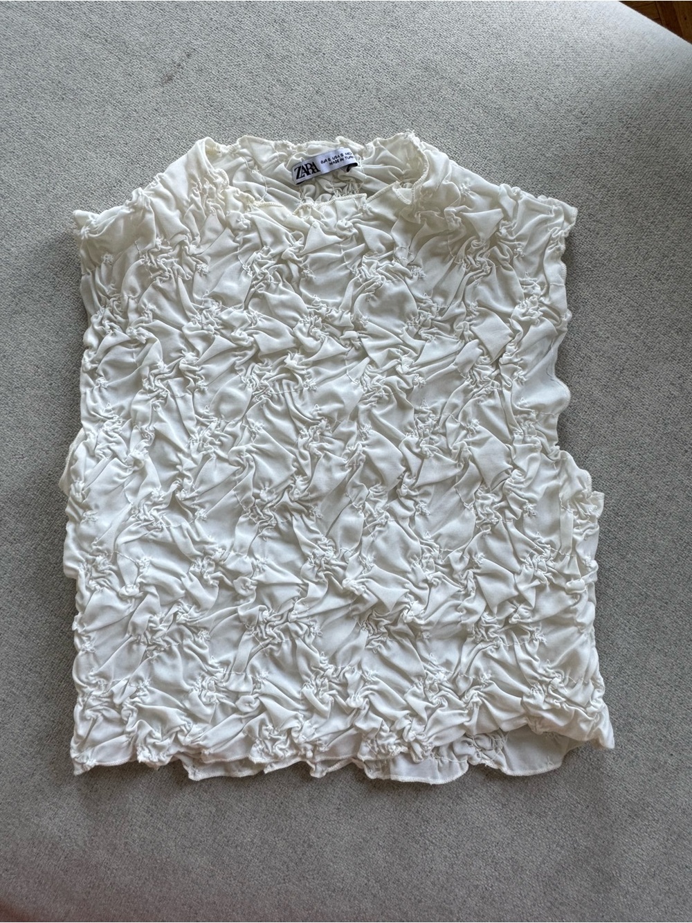 ZARA Cream Ruched Sleeveless Tank Top